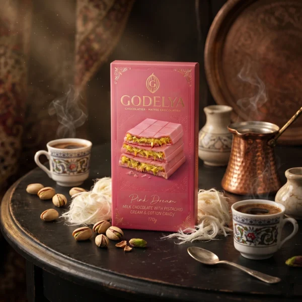 Godelya Pink Dream Milk Chocolate with Pistachio Cream & Cotton Candy 170g